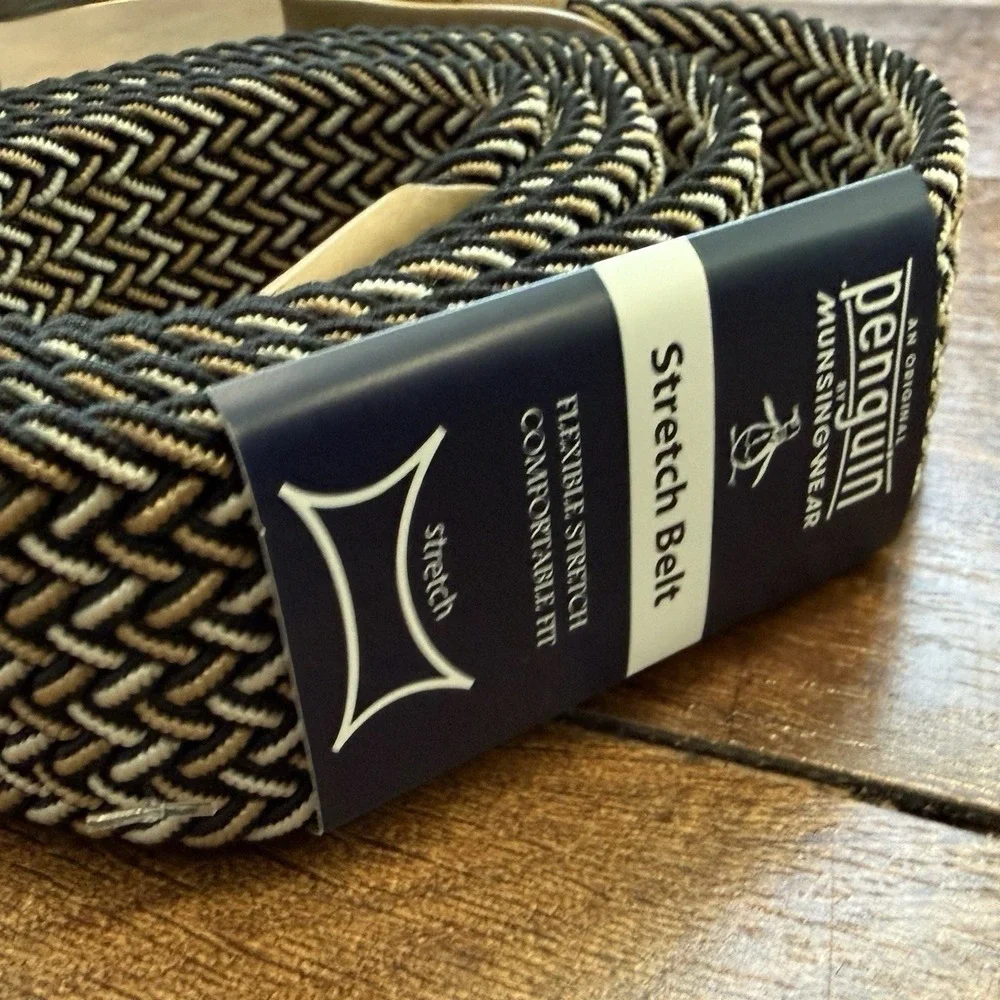 Original Penguin Elastic Fabric Woven Stretch Belt Size L 38-40 Golf Braided